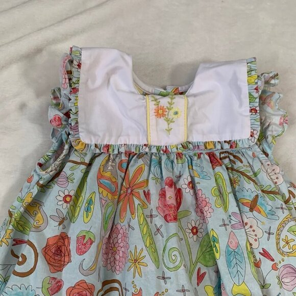 Le' Za Me luxury cutton peter pan collar square floral flowy knee length dress - Picture 2 of 7